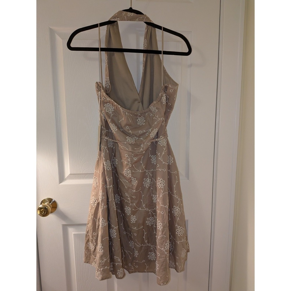 Joie Womens Tan Floral Embroidered Halter Wrap Dress Size 14 New With Tags - Picture 7 of 12